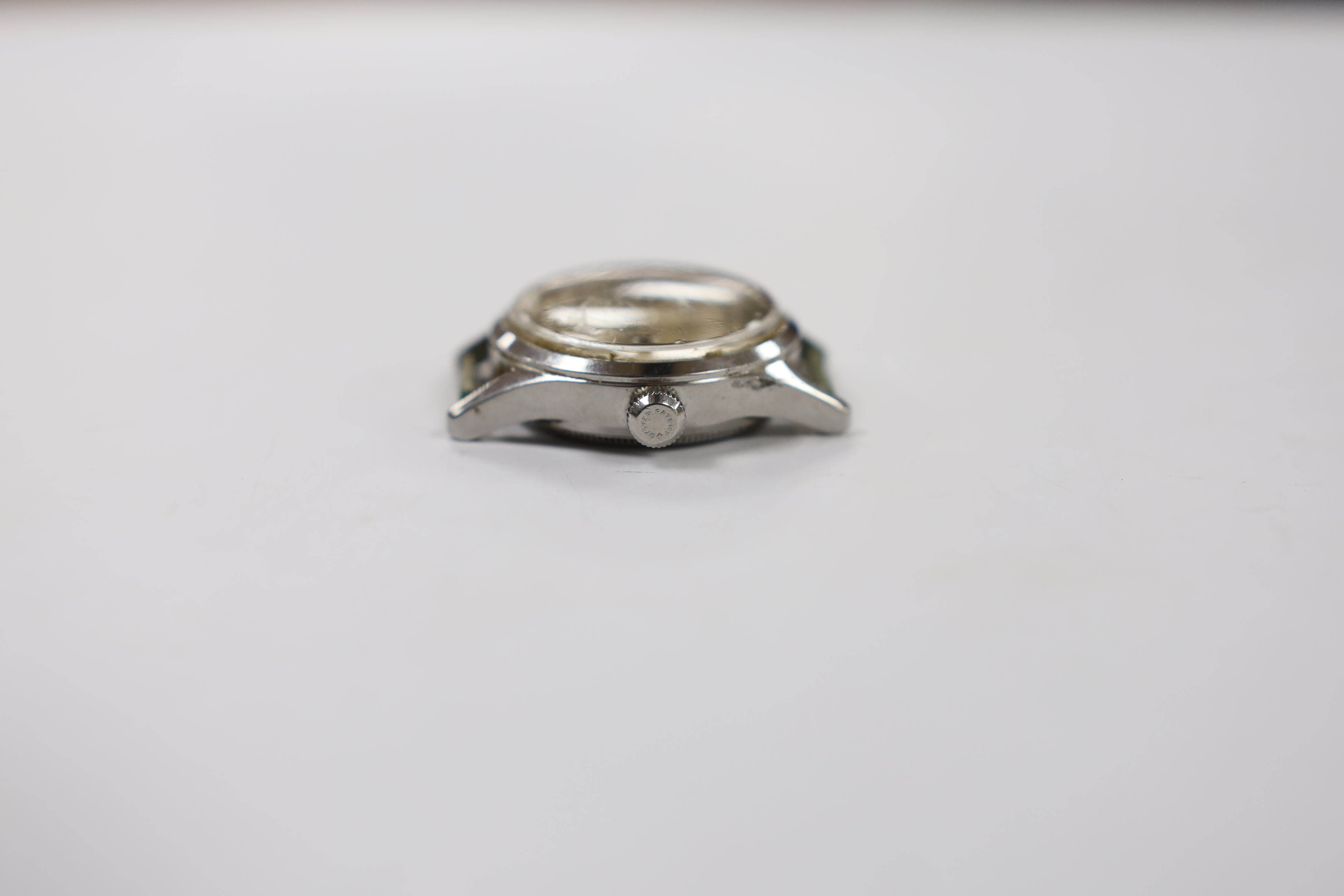 A gentleman's stainless steel Tudor Oyster manual wind wrist watch, no strap.